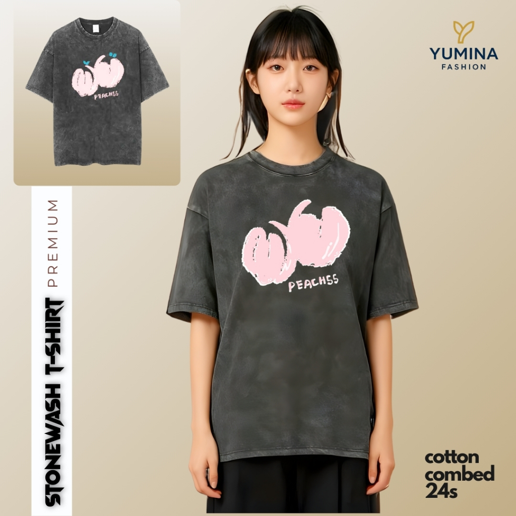 "PEACHS" Kaos Oversize WASH WOSH Kaos SNOW Kaos Wash Unisex