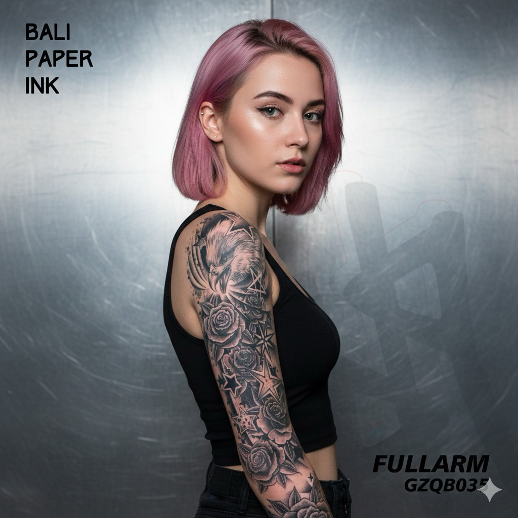 Bali Paper Ink GZQB035 Elang Fruit Ink Tatto Temporary Premium Tato Temporer Full Lengan - Tato Leng