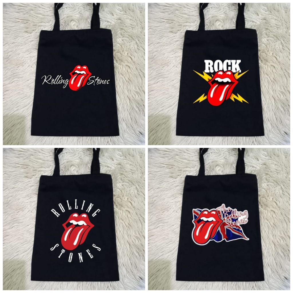 Tote bag grup rolling stones/Tote bag kanvas premium/Tas belanja/Tas sekolah/Tas olahraga/Tas casual