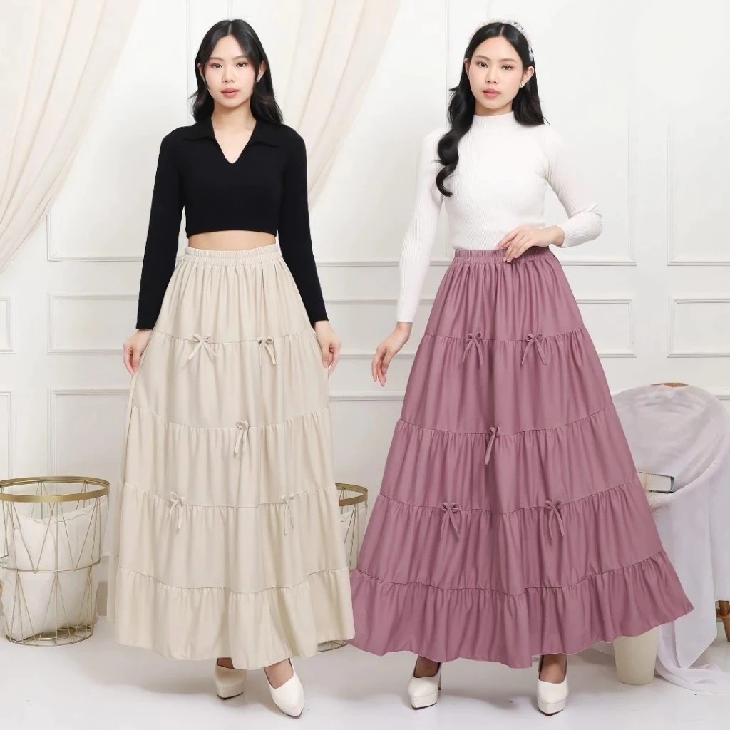 PEONY SKIRT RIBBON / ALICE RIBBON MIDI SKIRT / RUBY ROK COQUETTE / COQUETTE MAXI SKIRT