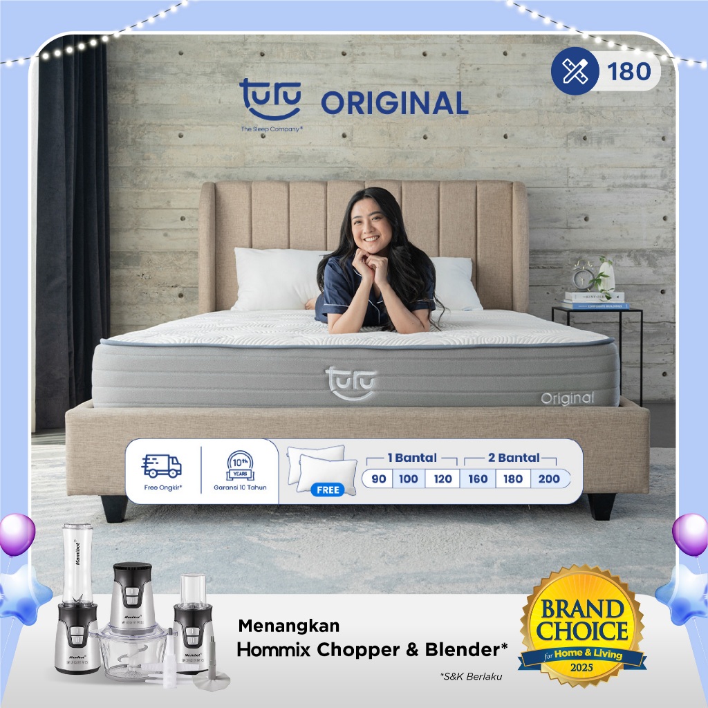 Turu - Kasur Pocket Spring Bed TURU ORIGINAL ukuran 180x200 (King Size) Free Bantal