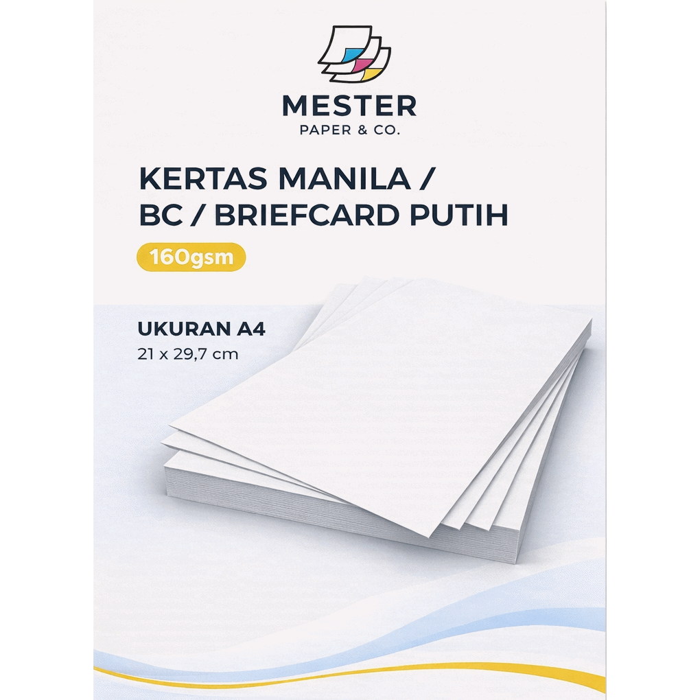 Kertas Manila / Briefcard (BC) Putih A4 160gsm Isi 25 Lembar | Kertas Tebal Cover & Sertifikat