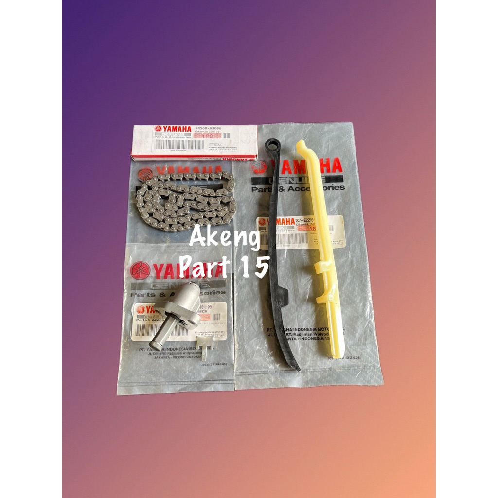 Paket 3 Aitem Rantai keteng 1S7/3C1+Tonjokan keteng 1pa+Karet Tensioner 1S7/3C1 Yamaha Vixion old,Vi
