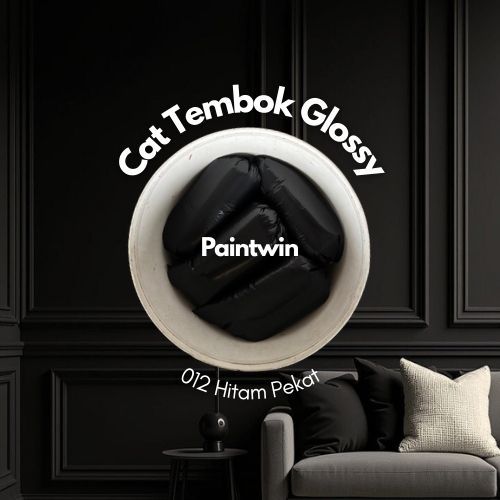 Cat Tembok Glossy Warna Hitam, 1KG Aesthetic Waterproof Bisa Di Lap dan Dicuci by Paintwin