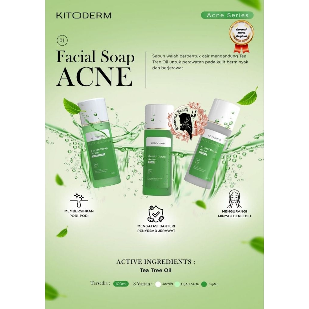 KITODERM FACIAL SOAP ACNE TEA TREE OIL /SABUN WAJAH JERAWAT BPOM AMAN
