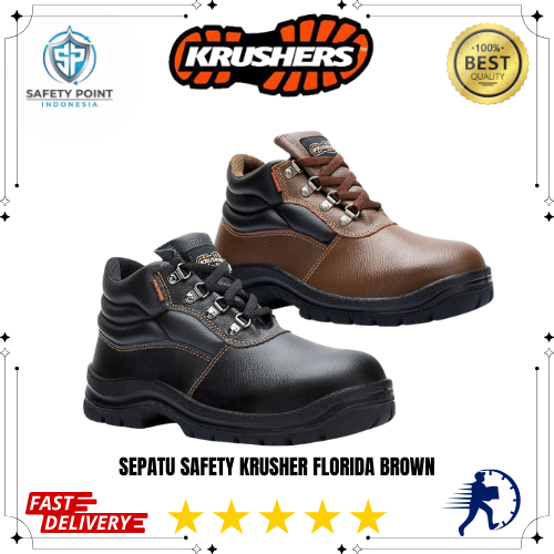 SEPATU SAFETY KRUSHER FLORIDA WARNA HITAM DAN COKLAT ORIGINAL SAFETY SHOES KRUSHER