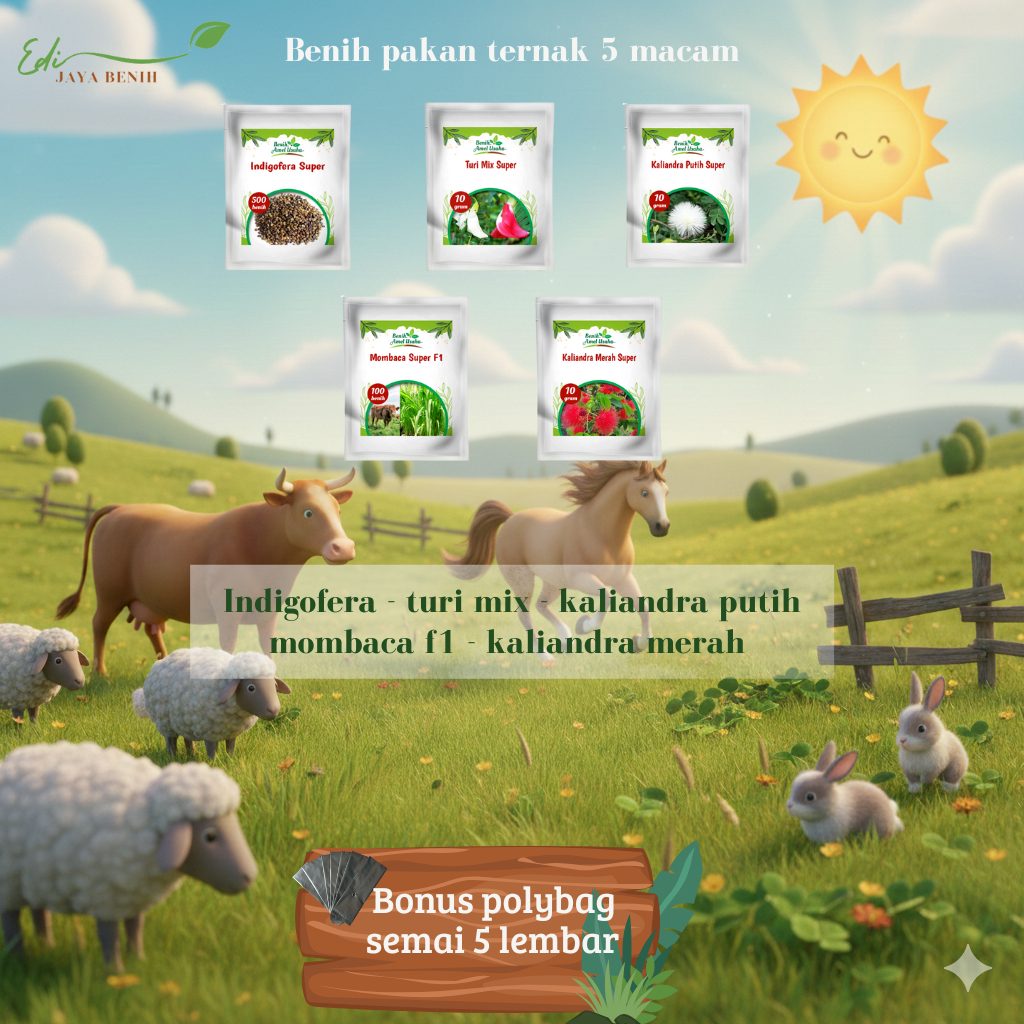 Paket 5 macam benih indigofera - turi mix - kaliandra putih - mombaca f1 - kaliandra merah