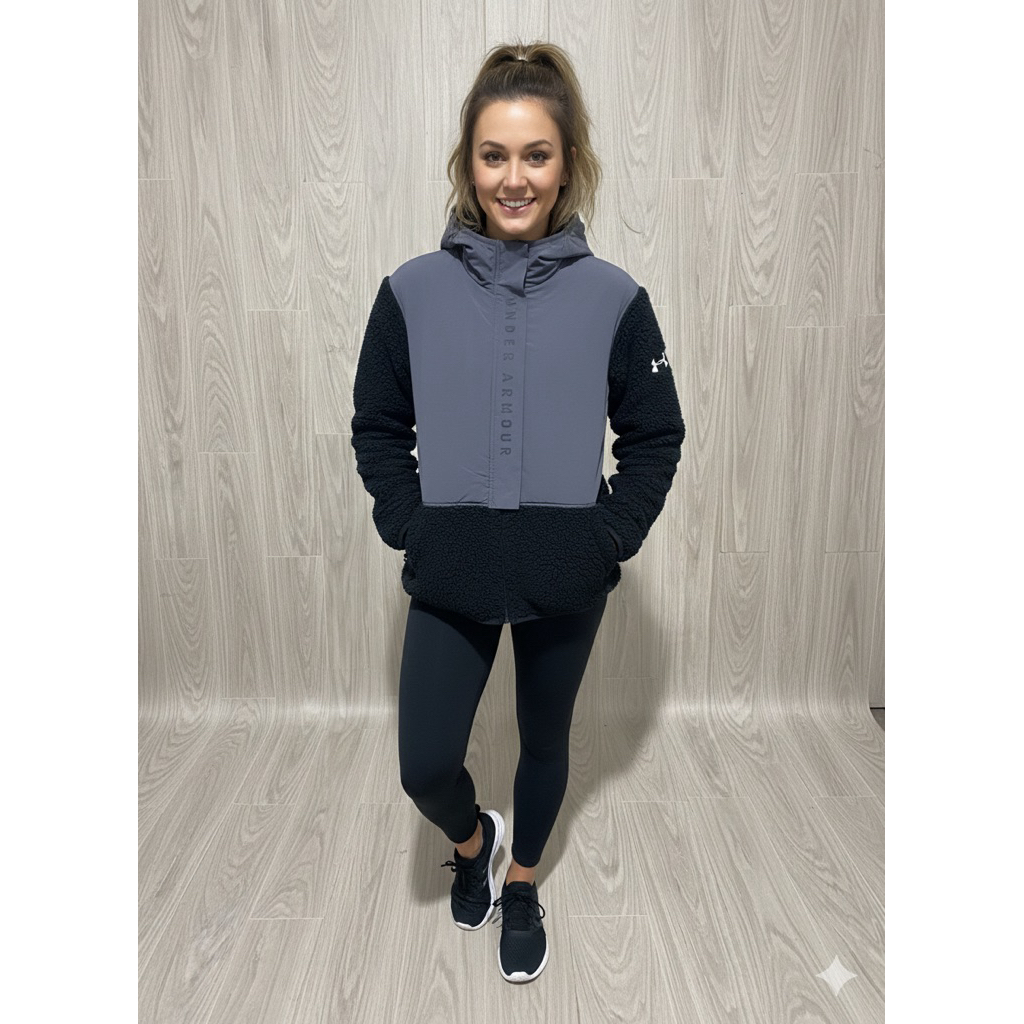 JAKET WINTER WANITA SHERPA GREY BLACK WHITE