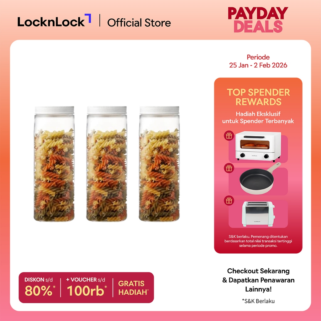 LocknLock - Toples Penyimpan Makanan (Dry Food Canister) Set 3PCS