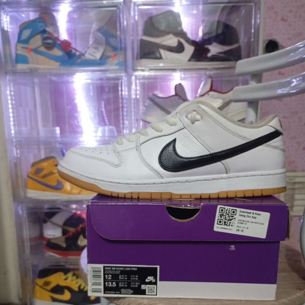 Nike SB Dunk Low Pro White Gum Size: 46 Authentic/Original 1000% LC By: Poizon&Depatu