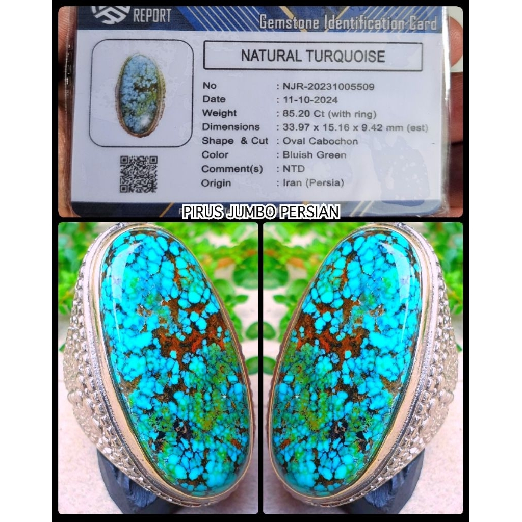 batu akik pirus jumbo asli iran persia NTE multi colour ya