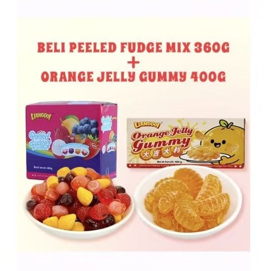 Permen LIANGGUI Gummy Jelly Rasa Jeruk Halal BPOM - Permen Kenyal Lembut Imlek | Permen Gummy Jeruk 