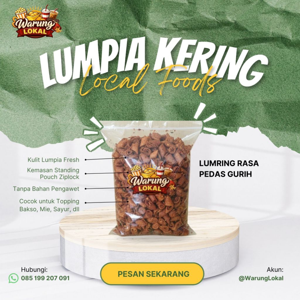 Keripik Kulit Lumpia Kering (LUMRING) PEDAS GURIH