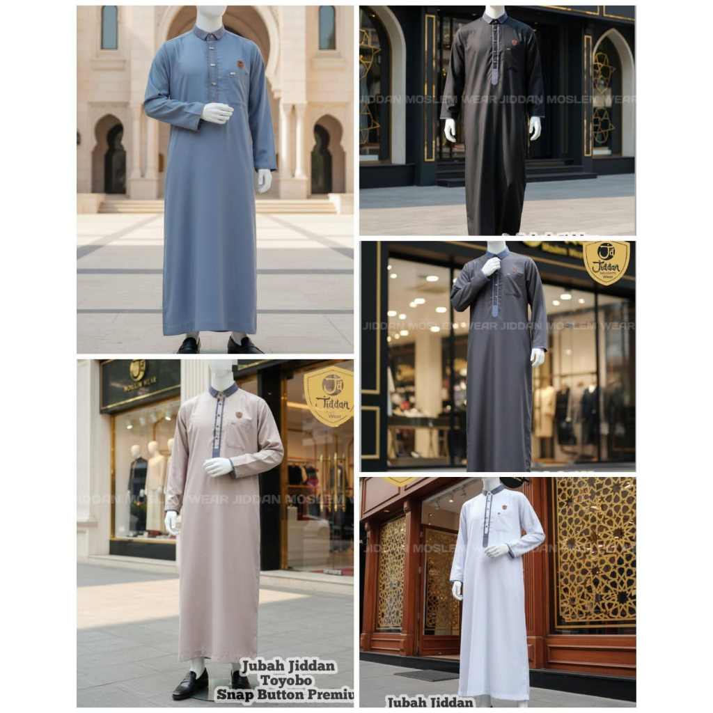 JIDDAN Jubah REMAJA Original kerah kemeja lengan Panjang kombinasi warna