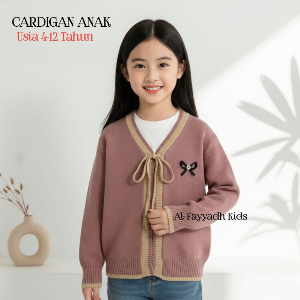 Baju Atasan Cardigan Rajut Anak Perempuan Usia 4-12 Tahun Fashion Korean Style Cantik Nyaman lengan 
