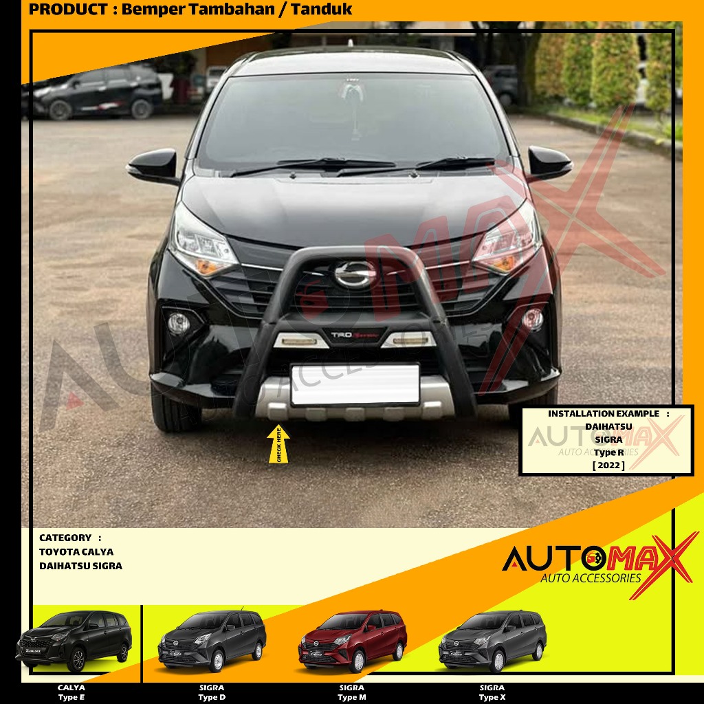 BEMPER DEPAN TAMBAHAN / TANDUK TRD SPORTIVO (MODEL A) NEW SIGRA / NEW CALYA 2022 UP