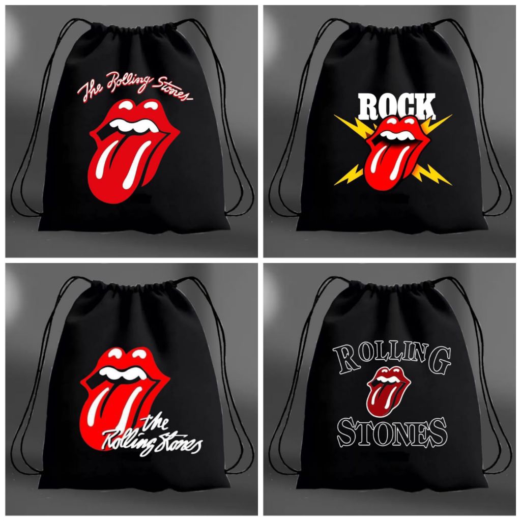 Tas serut grup rolling stones/String bag/Tas serut kanvas premium/Tas sekolah/Tas olahraga/Tas futsa