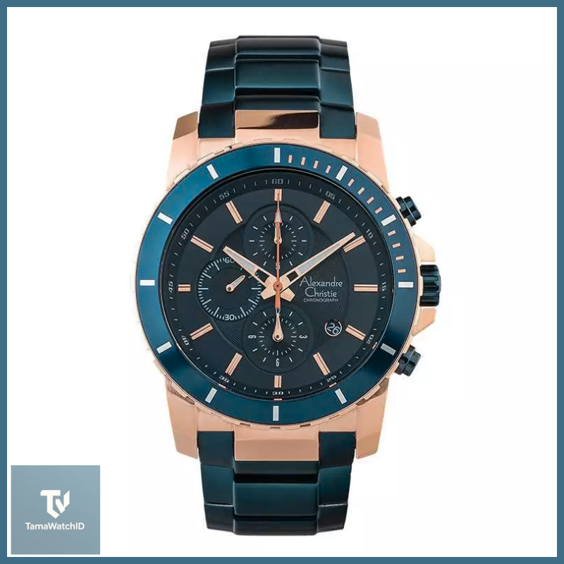 Alexandre Christie - Jam Tangan Pria Chronograph AC 6141 MCBURBU Dial Blue