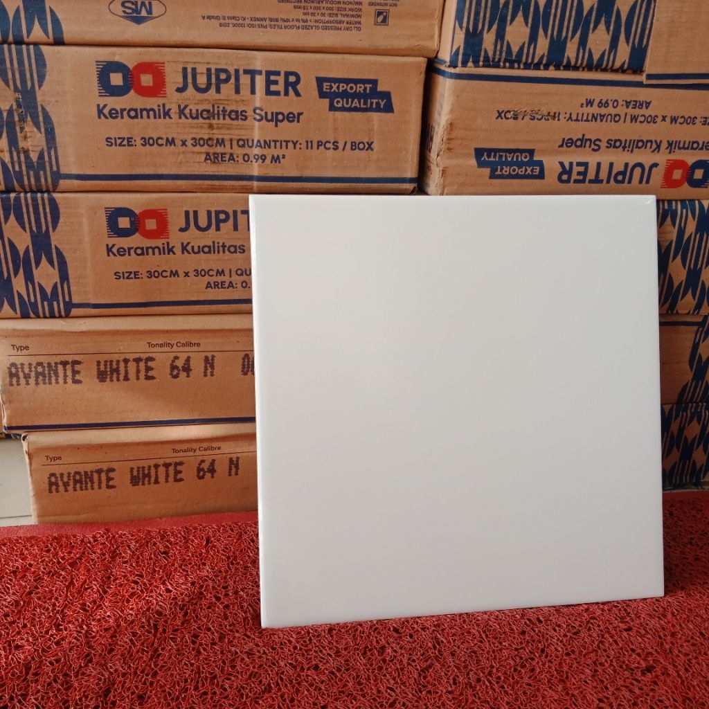 Keramik Jupiter Avante White 30x30/Keramik Putih Polos 30x30 Kilap Kw.1