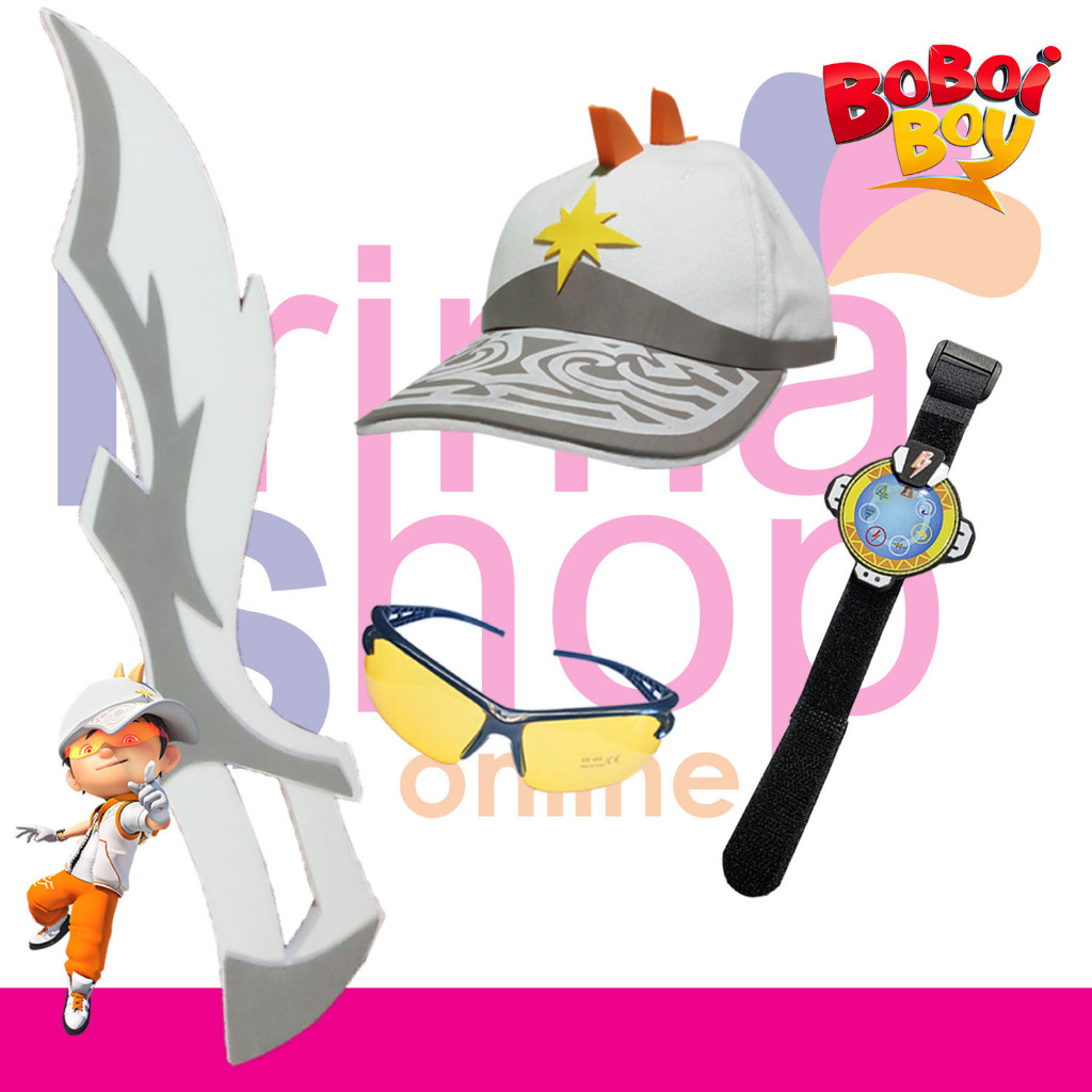 PAKET TOPI + JAM TANGAN + KACAMATA + PEDANG BOBOIBOY SOLAR