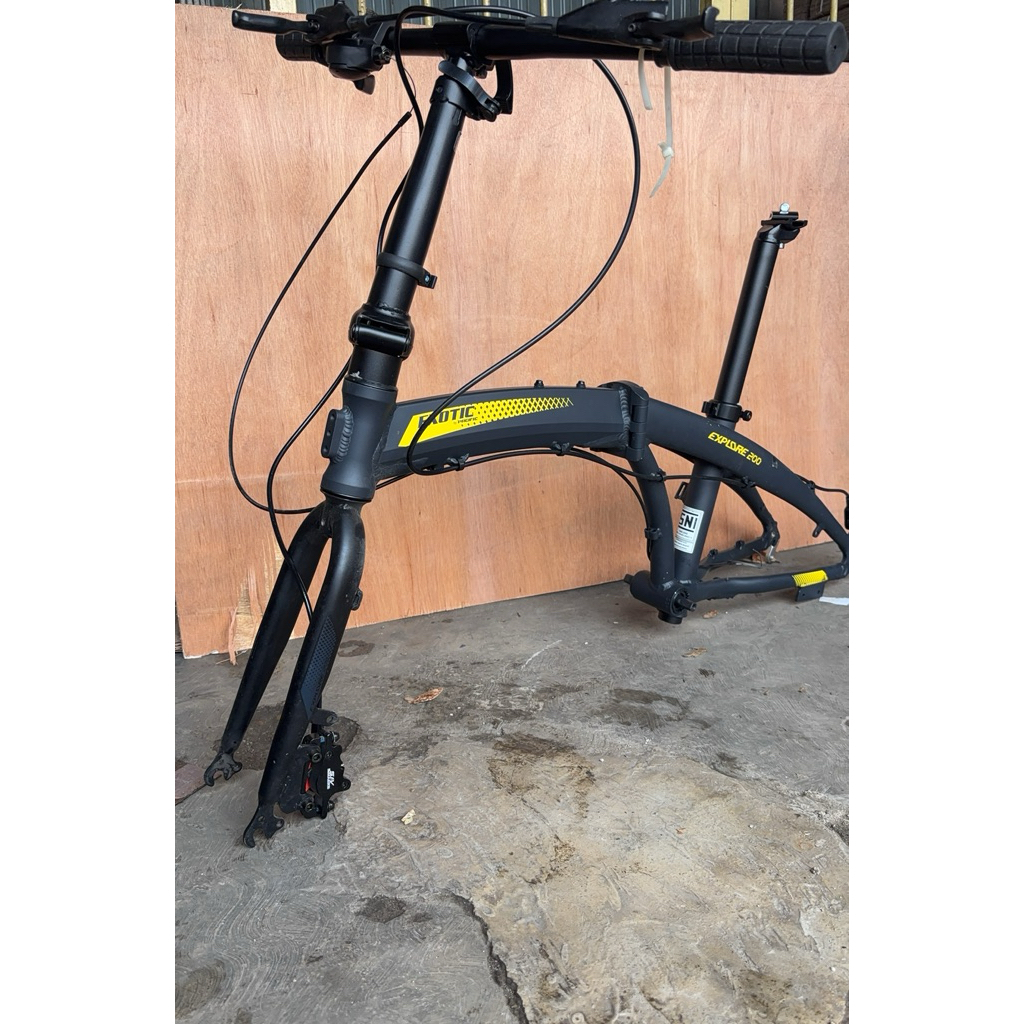 NOS baru stok lama frame alloy aloy set sepeda lipat exotic explore 200 ukuran ban 20 rem cakram hid