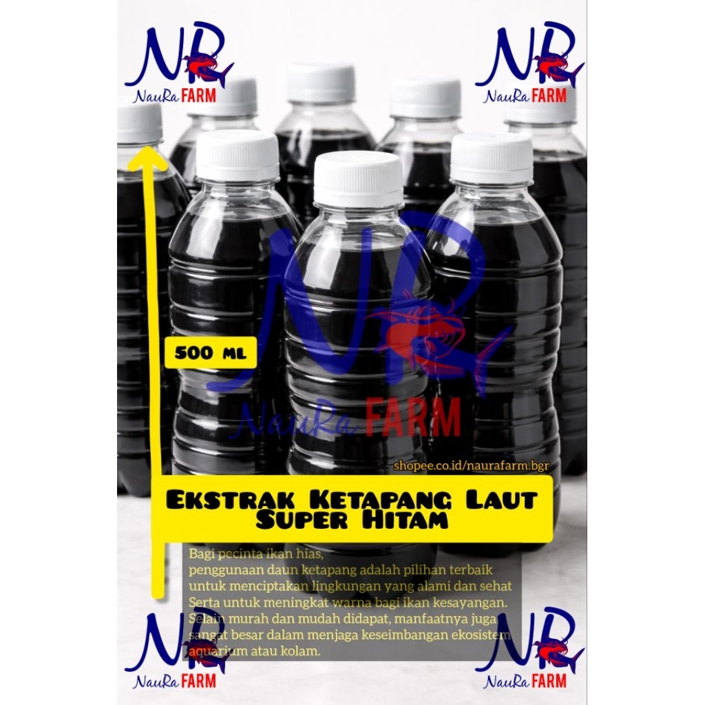 EKSTRAK AIR DAUN KETAPANG BERSIH SUPER HITAM PEKAT 500 ml untuk vitamin warna ikan cupang dll Aquari