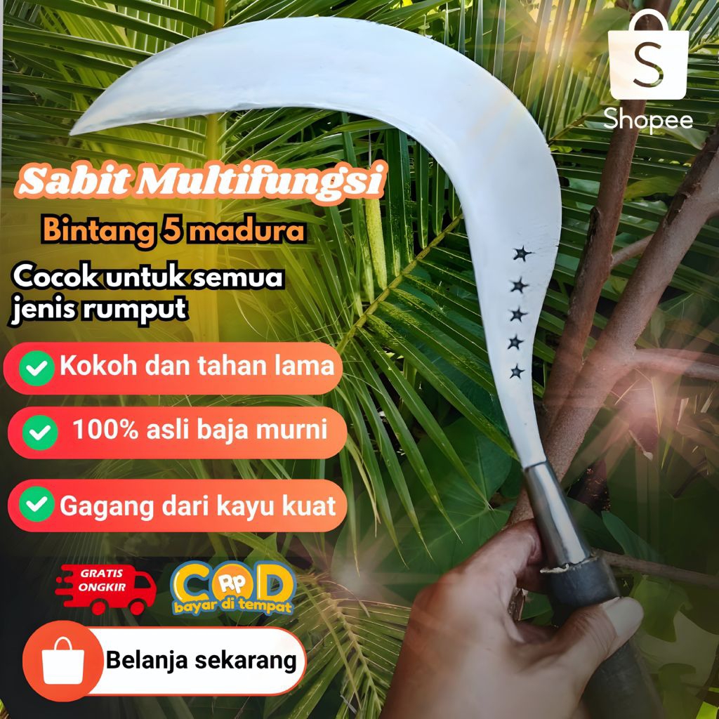 Alat pemangkas arit rumput baja asli ori bintang lima alat berkebun dan taman