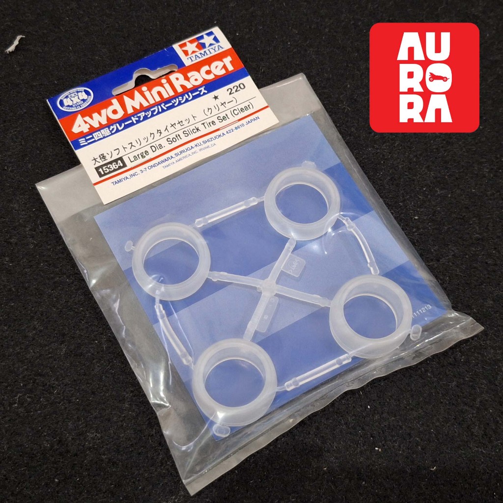 TAMIYA - Mini 4WD Tune Up Parts - Large Dia. Soft Slick Tire Set (Clear) - Item 15364