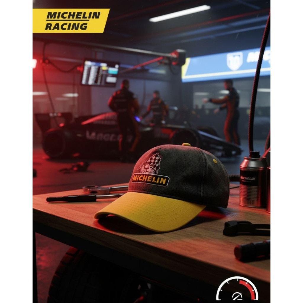 Topi Cotton On x Michelin Original Logo Bibendum - Vintage Style Grey Yellow