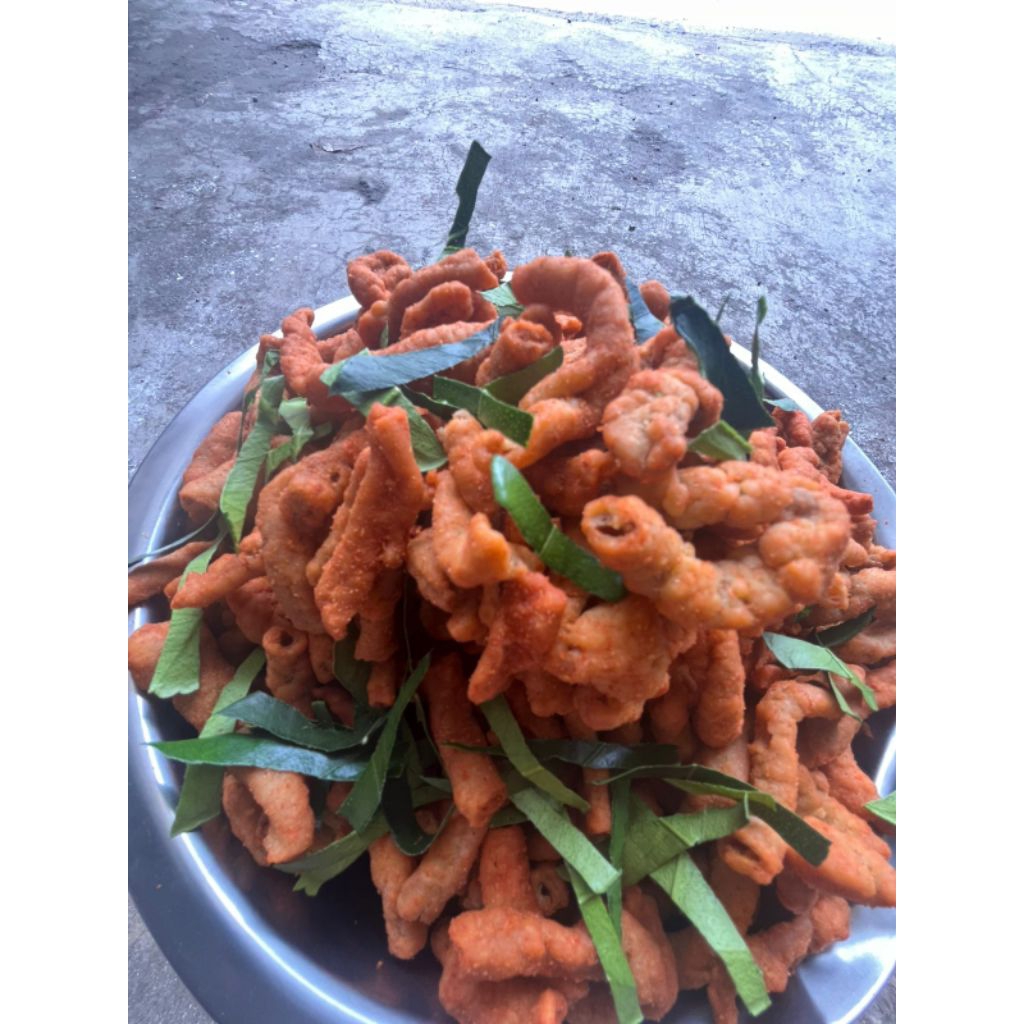 keripik usus pedas daun jeruk 1kg