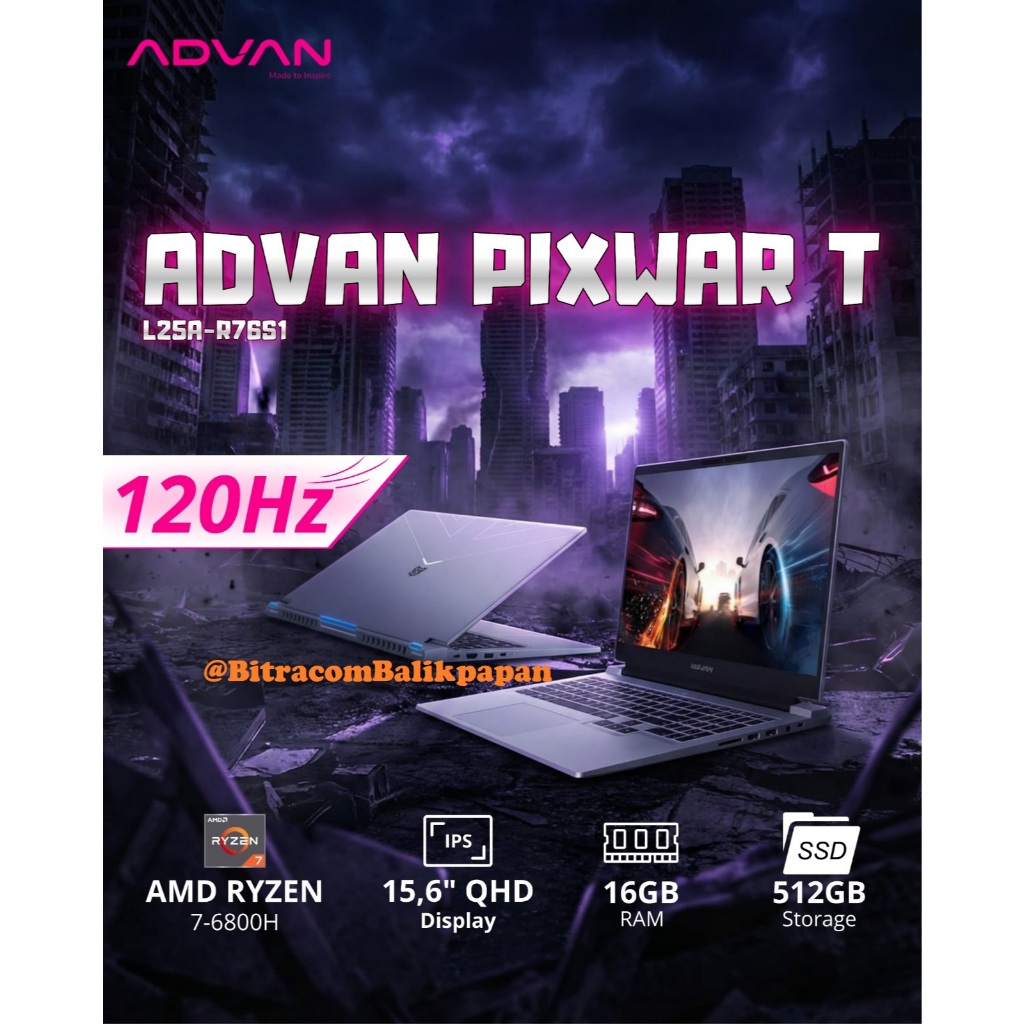 Laptop Advan pixwar T L25A AMD Ryzen 7-6800H RAM 16GB