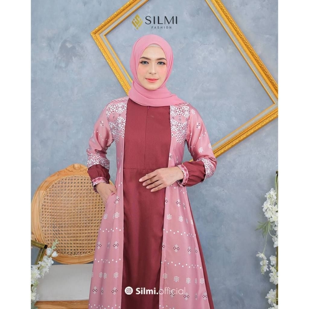 Gamis Novia Palm - Preloved - Gamis Wanita - Gamis Bahan Dior Silk - Baju Wanita - Baju Hari Raya