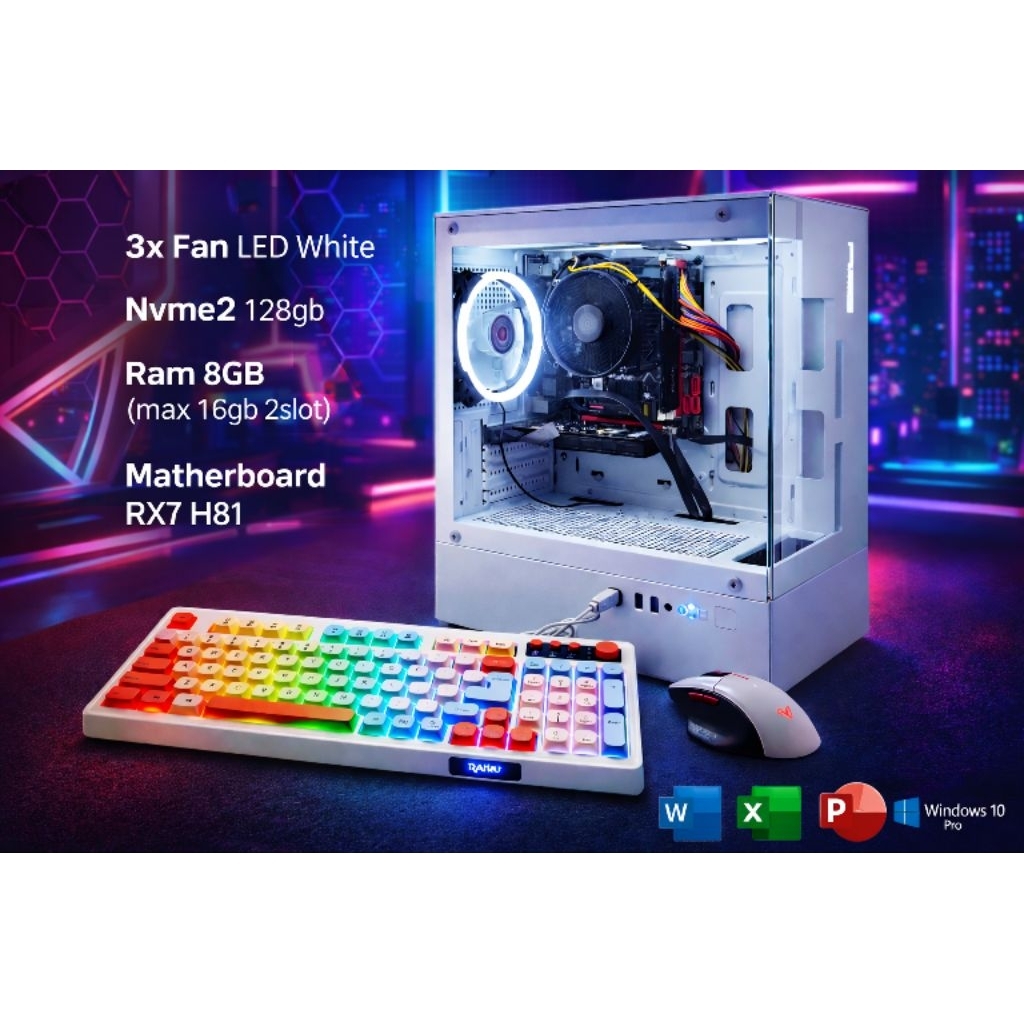 Full set PC gaming dan kerja siap pakai