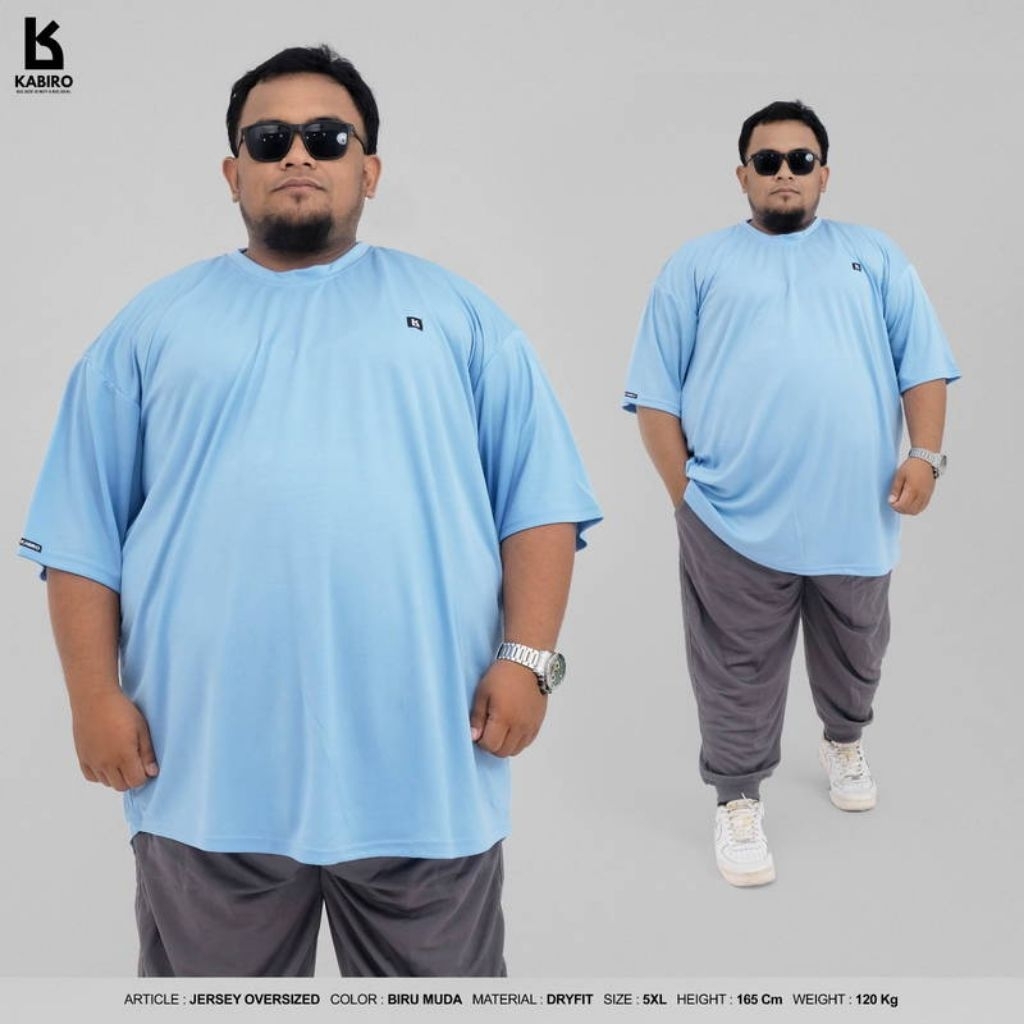 Jersey Oversized KABIRO Baju Olahraga Pria Dewasa Jumbo Ukuran 3XL 4XL 5XL 6XL