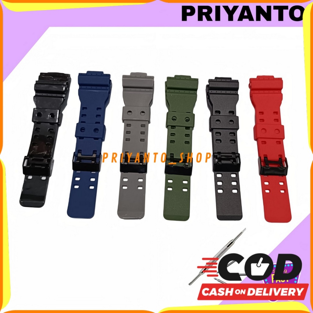 Strap Tali Jam Tangan Casio G-Shock GA-100 GA-110 GA-120 GA-400 GA-700 Gratis Pen Dan Remover Buckle
