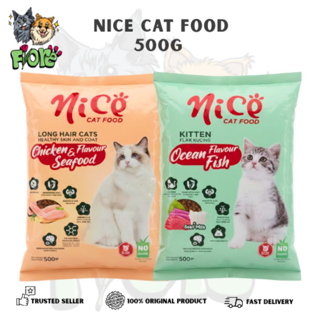 Nice Cat Food 500g Makanan Kering Kucing Dewasa & Anak Kucing Nice Cat Food 500g.