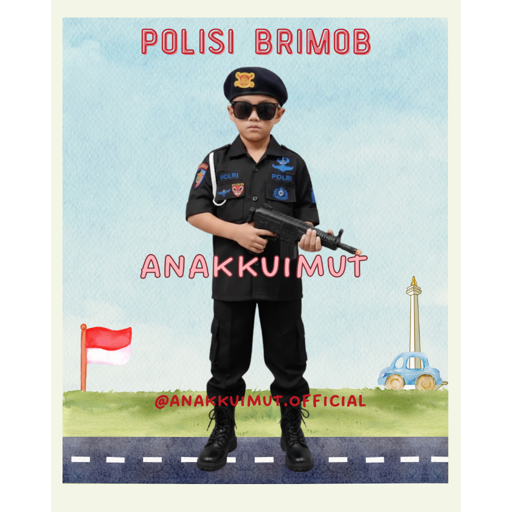 [ANAKKUIMUT] BAJU BRIMOB HITAM ANAK - SERAGAM PDL BRIMOB HITAM ANAK - PDL KOPRS BRIMOB HITAM ANAK