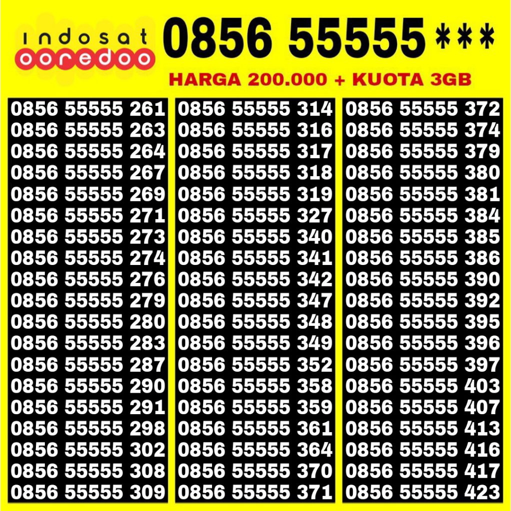 Nomor Cantik Indosat Oredoo - Kartu Perdana Indosat Ooredoo im3 Murah