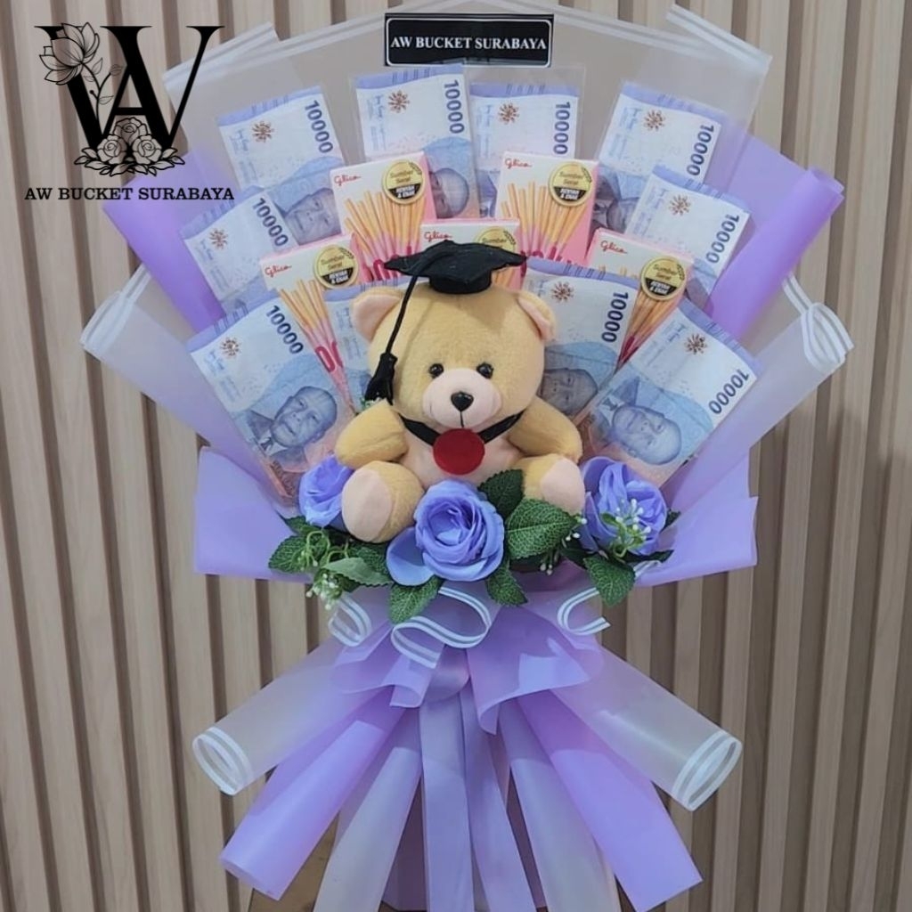 BUKET BONEKA WISUDA / BUCKET UANG / BUCKET POCKY / BUCKET BONEKA POCKY DAN UANG