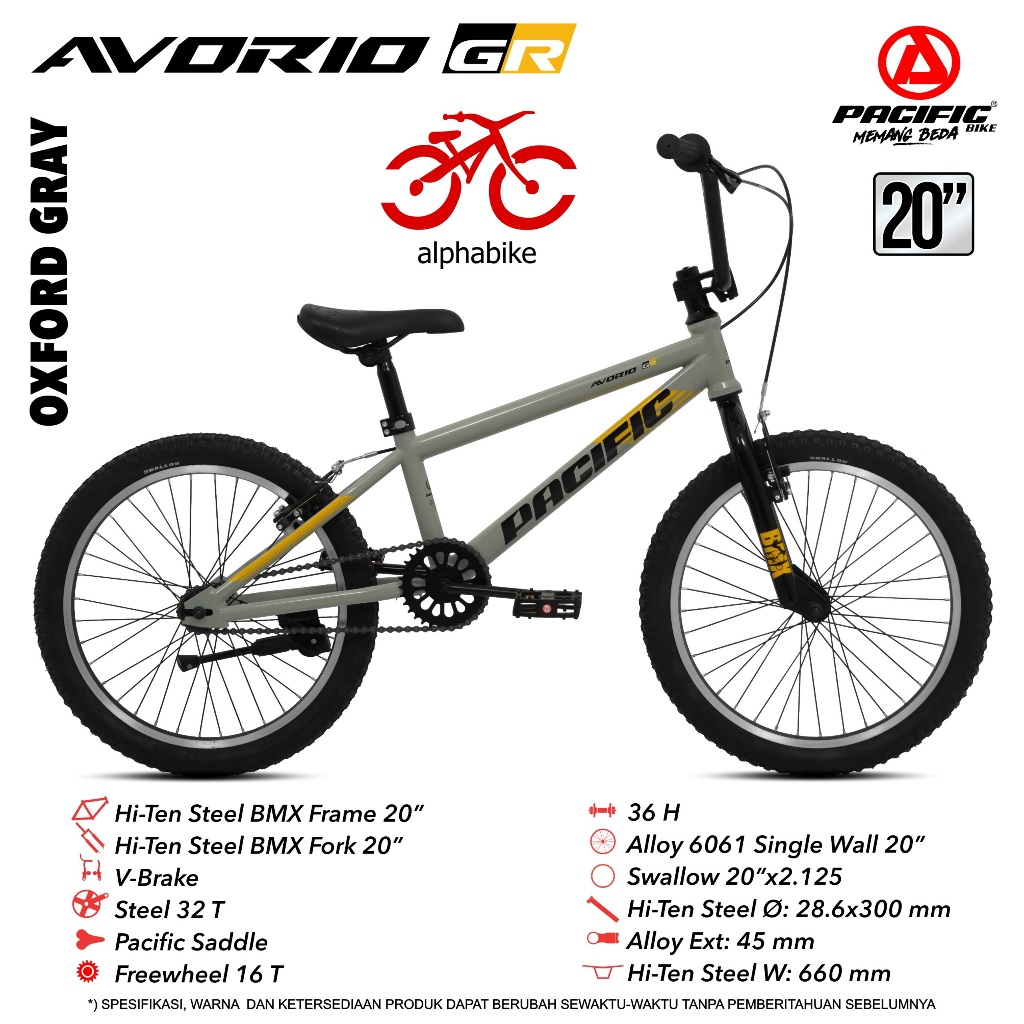 SEPEDA BMX ANAK 20 PACIFIC BMX AVORIO GR STEEL (BAN 2.125)