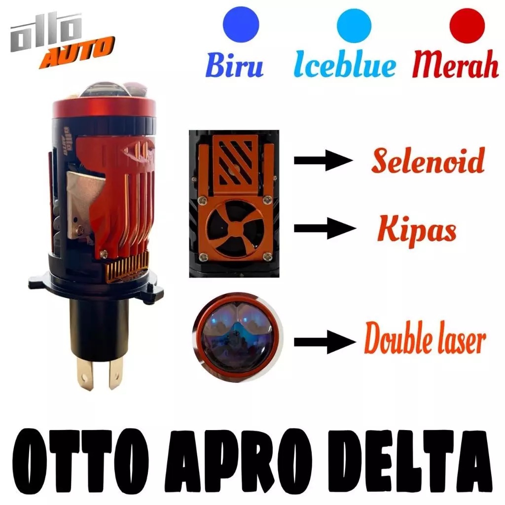 OTTO APRO DELTA DOUBLE LASER HIGH BEAM SELENOID PLUS DEVIL SOKET H4 HEADLAMP