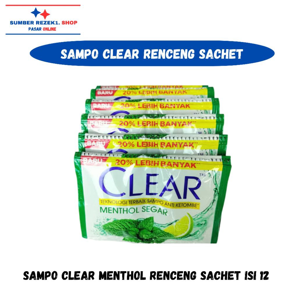 Sampo Clear Menthol 1 Renceng Isi 12 Sachet PROMO MURAH