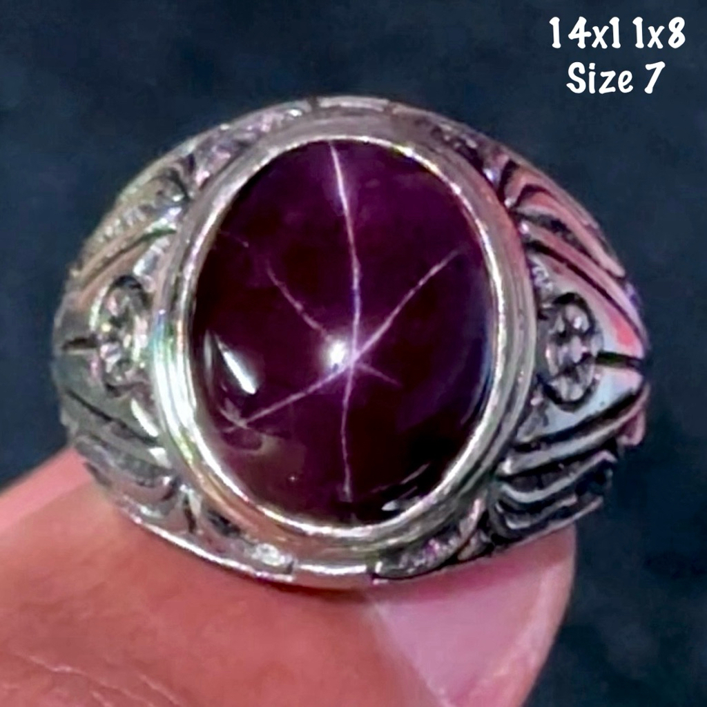 Cincin Batu Akik Natural Garnet Star (asli alam)