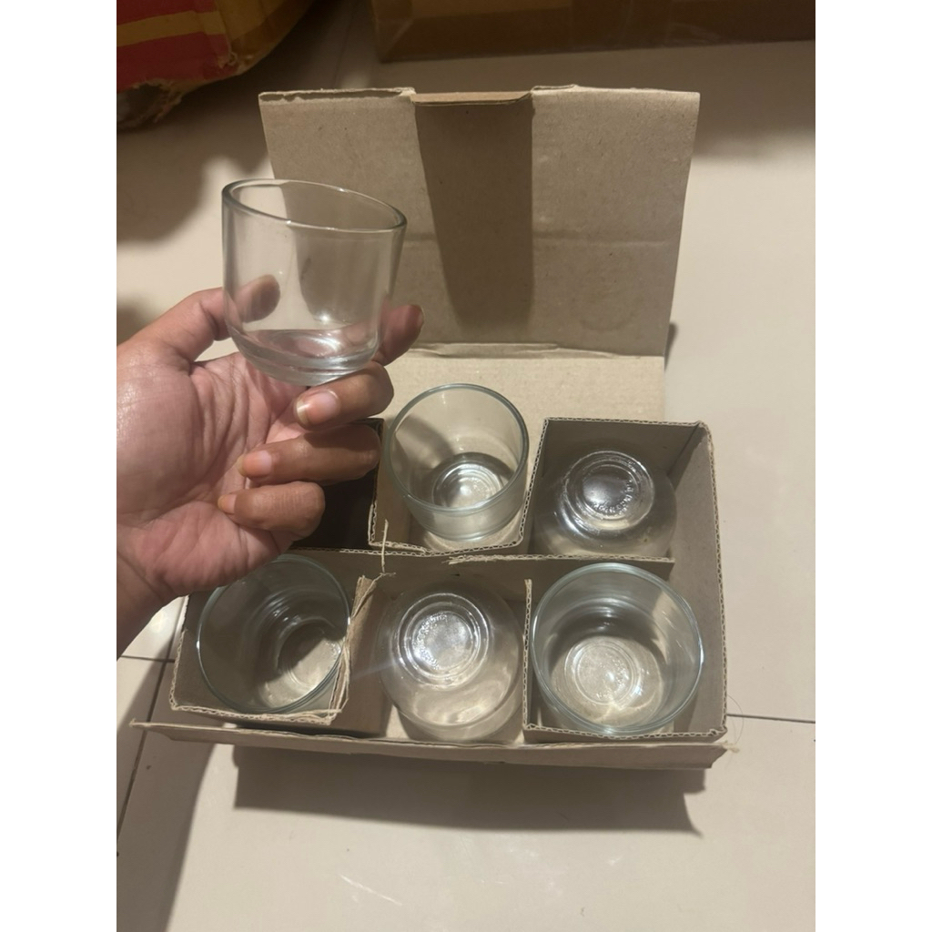 gelas kecil , gelas lilin , gelas sloki perdus isi 6pcs