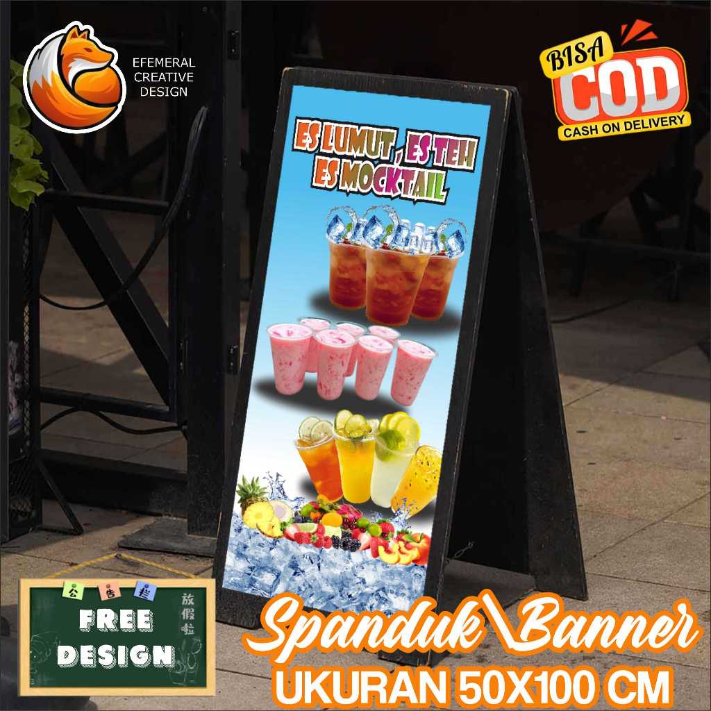 Cetak Spanduk Banner Es Mocktail 50X100 Cm Free Desain Dan Ukuran