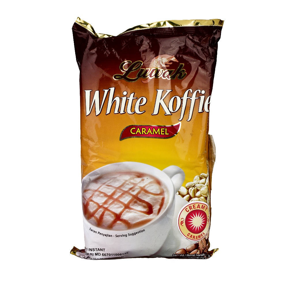 KOPI SUSU INSTANT LUWAK WHITE KOFFIE KARAMEL ISI 10'S WHITE COFFEE CARAMEL