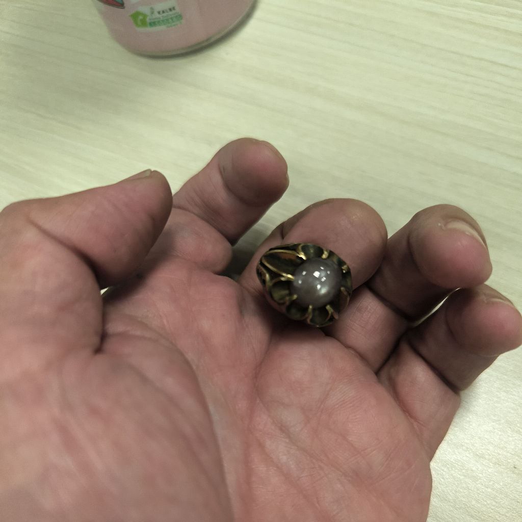 Cincin  Kuningan White Safir Birma Star sesuai foto