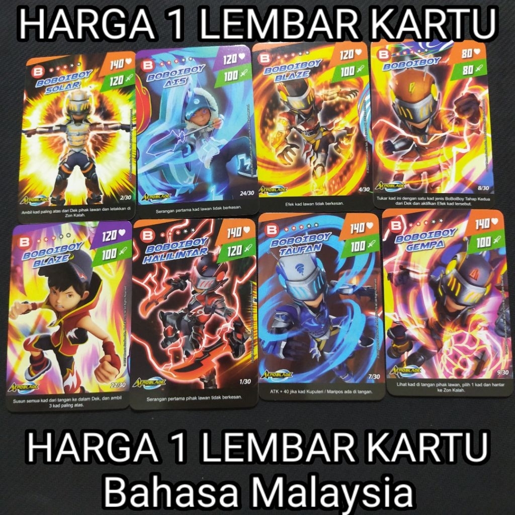 (HARGA SATU KARTU) Kartu Basic Boboiboy Monsta Galaxy Card Bahasa Malaysia Dari Aeroblade Starter De