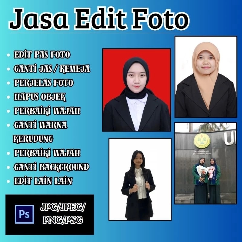 Edit foto / Edit Pas Foto / Edit Background / Edit Baju Jas / Album Foto / Edit Jilbab / Edit foto b