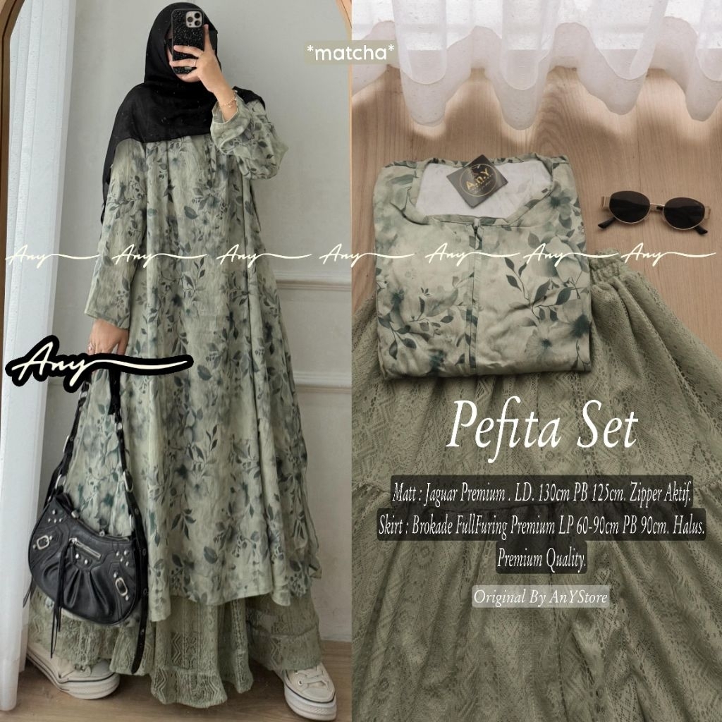 Pefita xafa setelan midi dress dan rok brukat by A.N.Y gamis jumbo ld 130 dress ceruty premium long 